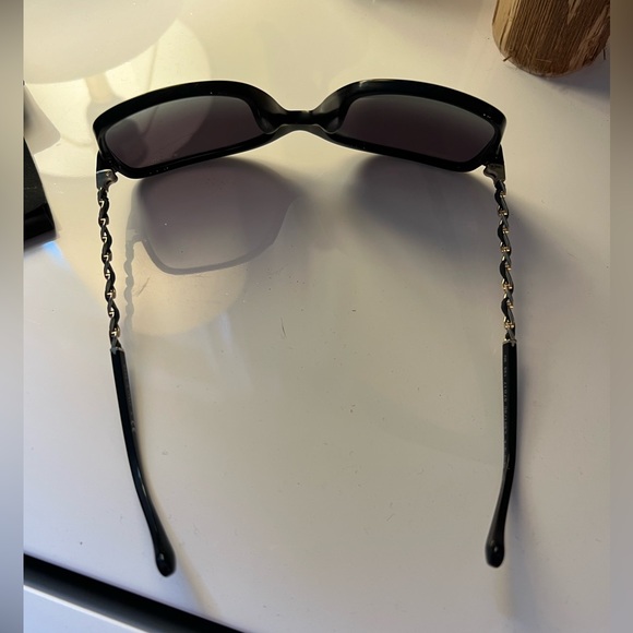 CHANEL sunglasses Black Gold Chain Arms Interlocking CC Logo Acetate Square - Picture 6 of 13